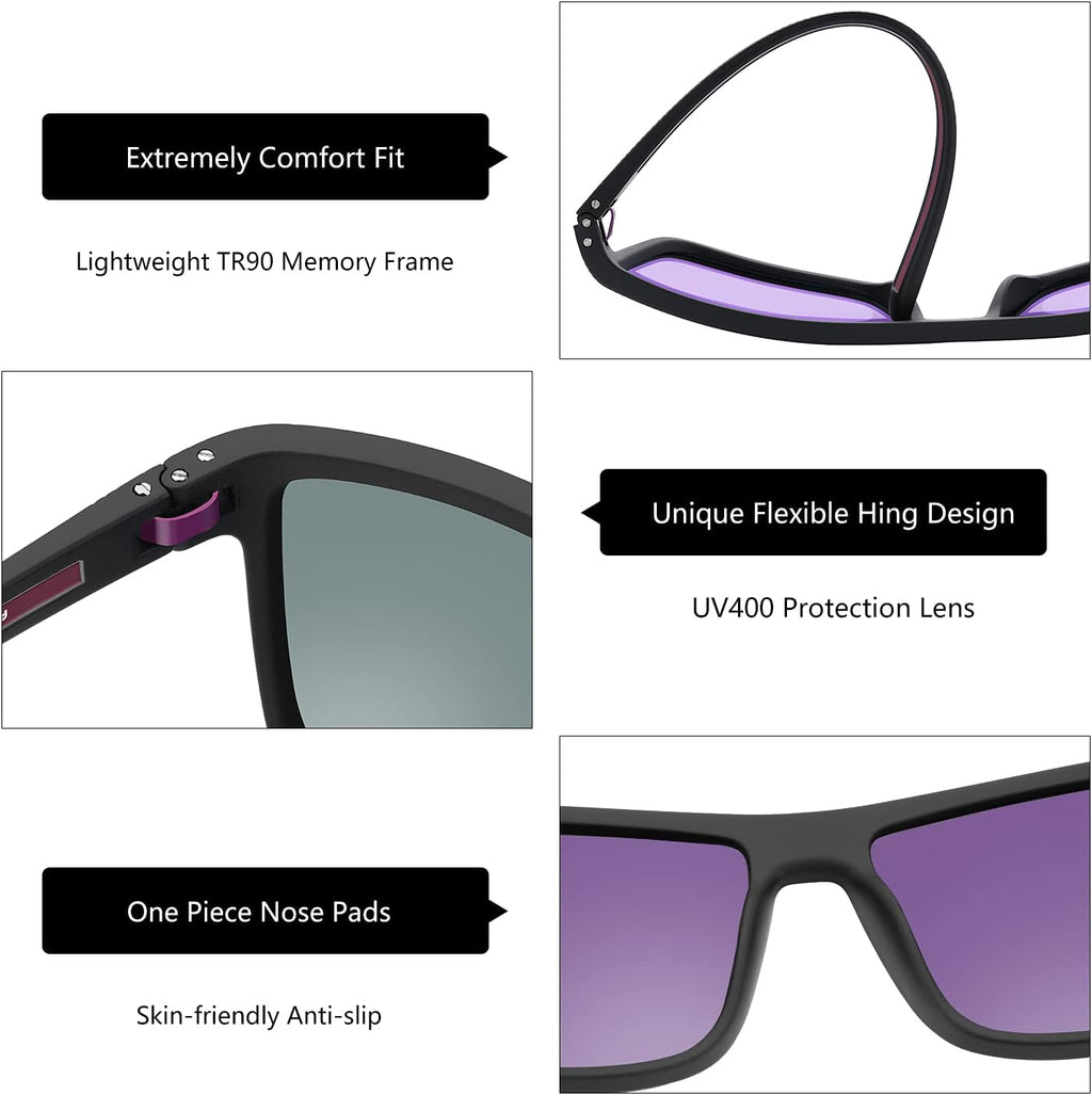 ZENOTTIC Polarized Sunglasses for Men Lightweight TR90 Frame UV400 Protection Square Sun Glasses