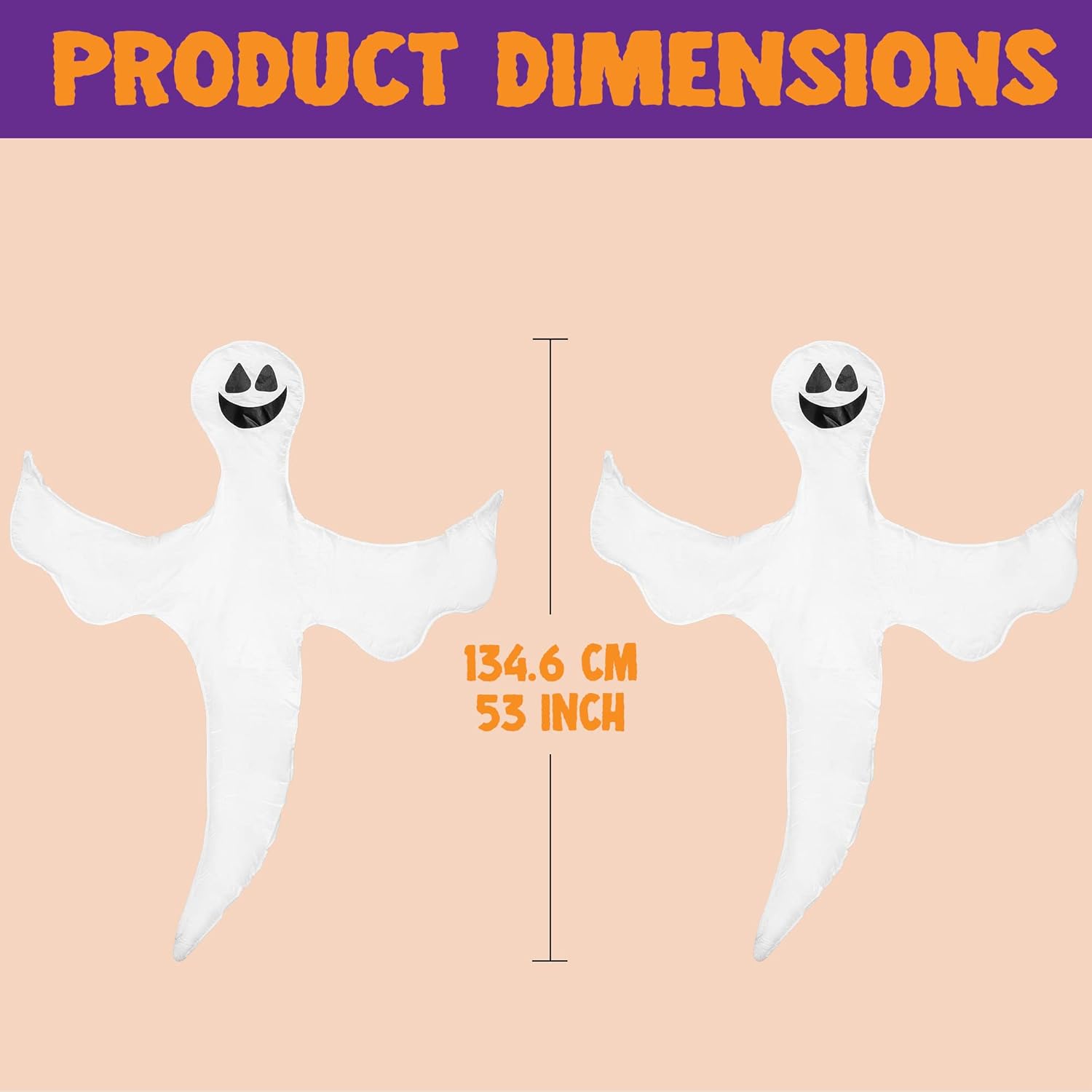 JOYIN 2 Pcs 53" Halloween Decoration Outdoor, Halloween Bendable Hanging Ghost for Lawn, Tree, Pilar Decorations, Tree Wrap Ghost Party Supplies