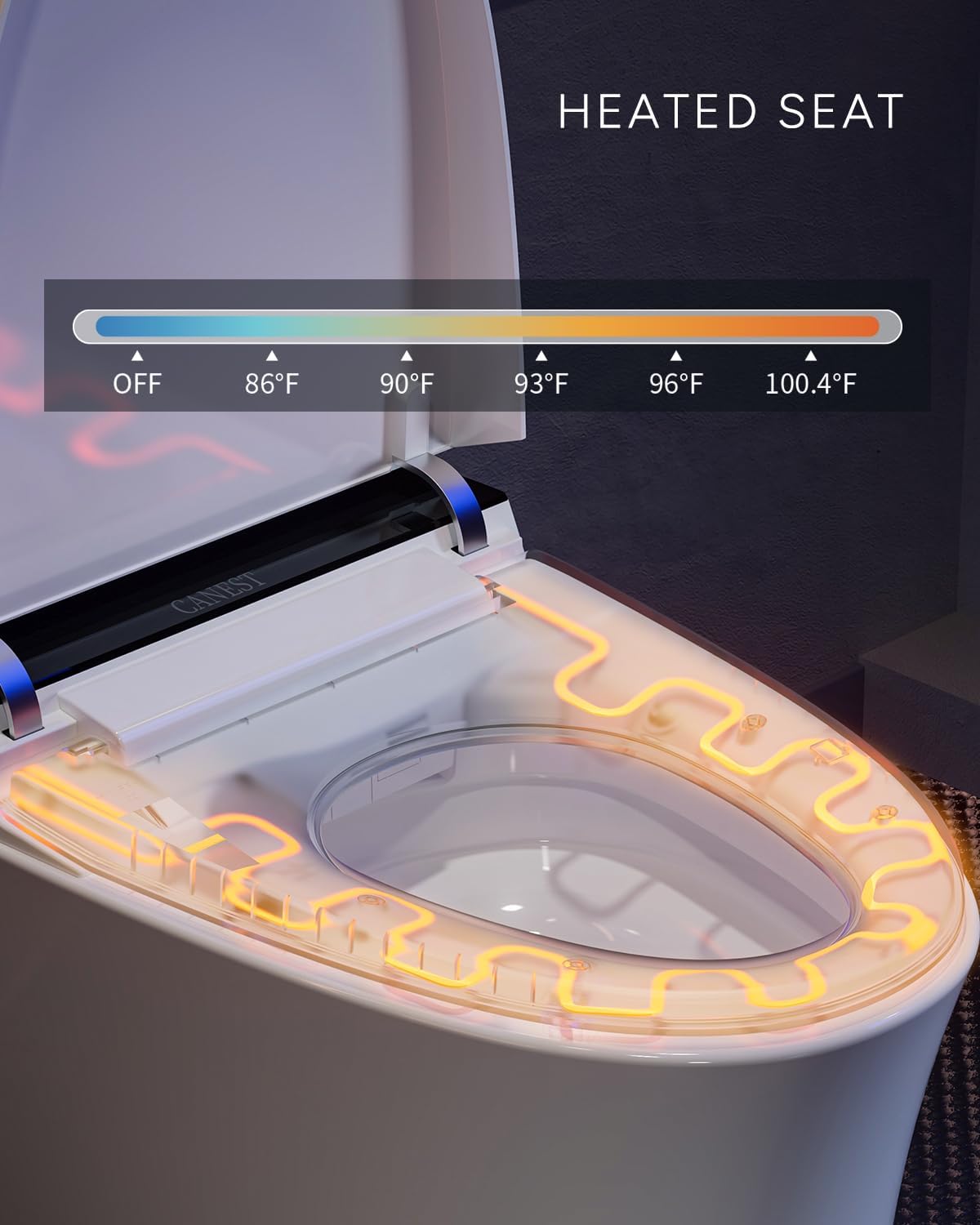CANEST Smart Toilet, Smart Toilet with Bidet Built in, Pump-assisted Flush, Foot Sensor Operation, Warm Water, Heated Seat, Air Dryer, Digital Display (TC-100GE)
