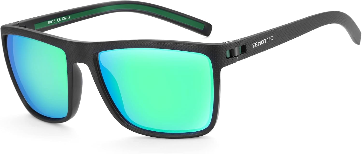 ZENOTTIC Polarized Sunglasses for Men Lightweight TR90 Frame UV400 Protection Square Sun Glasses