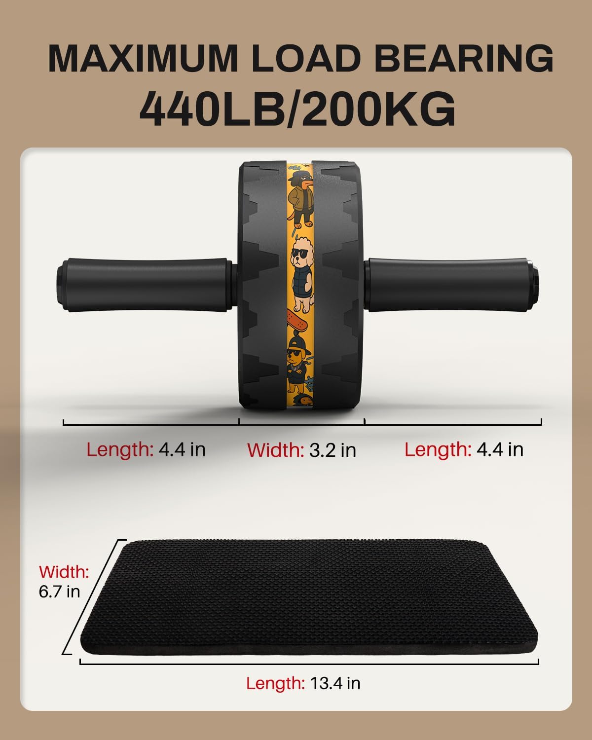 VINSGUIR Ab Roller Wheel, Abs & Core Workout Equipment for Home Gym with Knee Pad Accessories, Abdominal Wheel for Full-body Strength Training