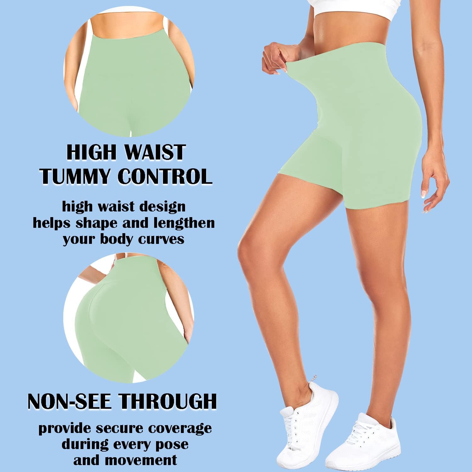 FULLSOFT High Waisted Biker Shorts for Women-5" Tummy Control Fitness Athletic Workout Running Yoga Gym Shorts