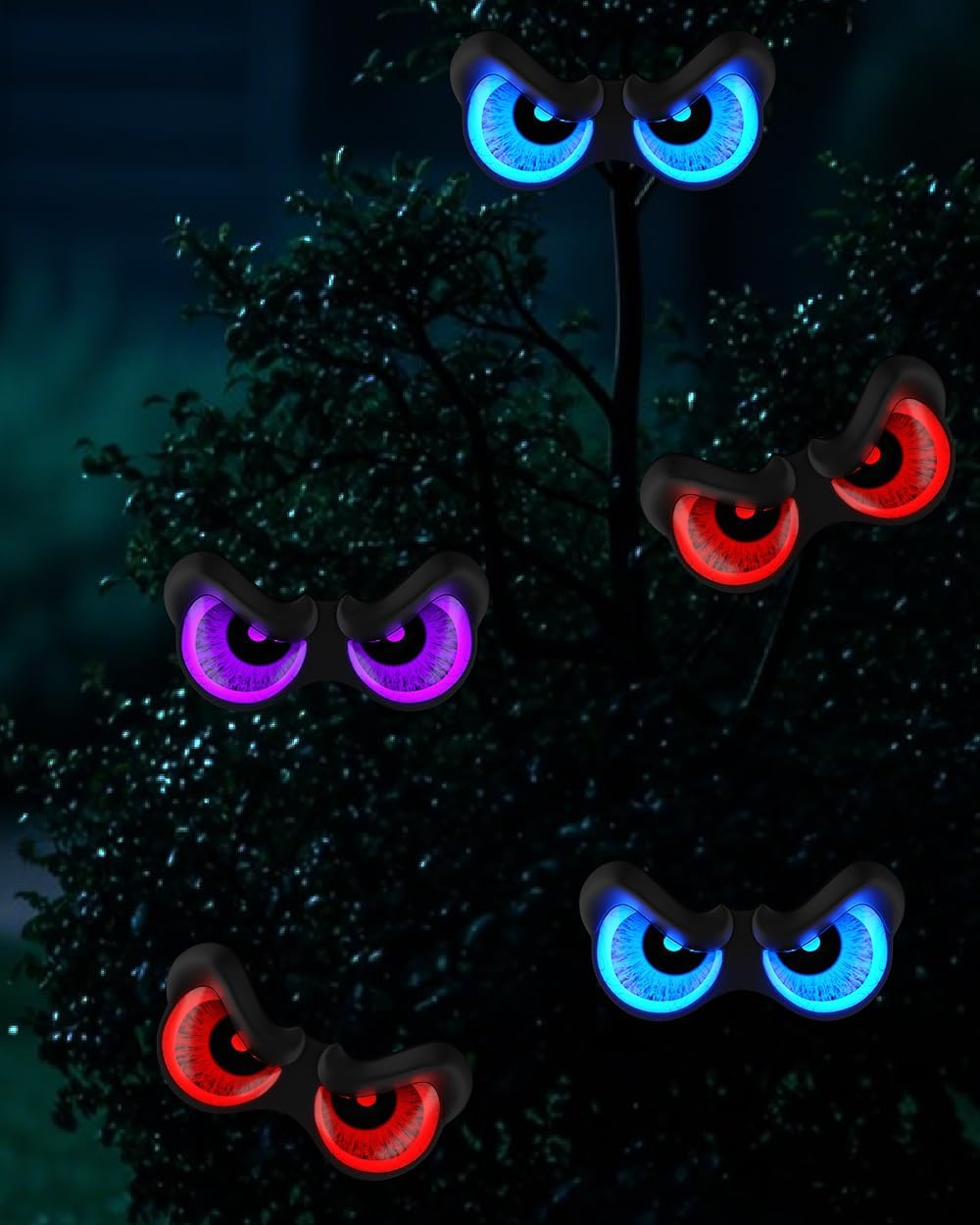 Halloween Decorations, 5 Pack Glowing & Flashing LED Eye Lights for Indoor/Outdoor Use, Bush, Yard, Window, Party