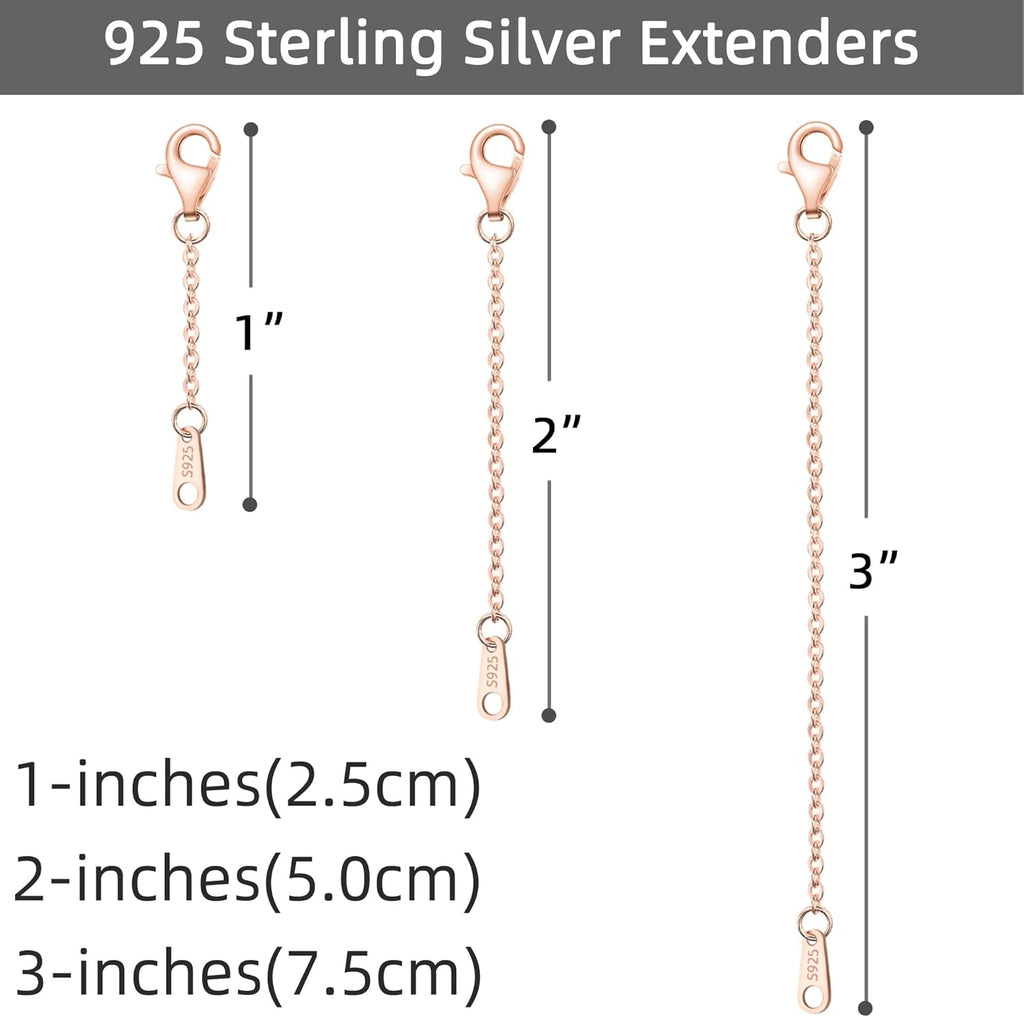 925 Sterling Silver Necklace Extender Sterling Silver Necklace Chain Extenders for Necklaces 2", 3", 4" Inches