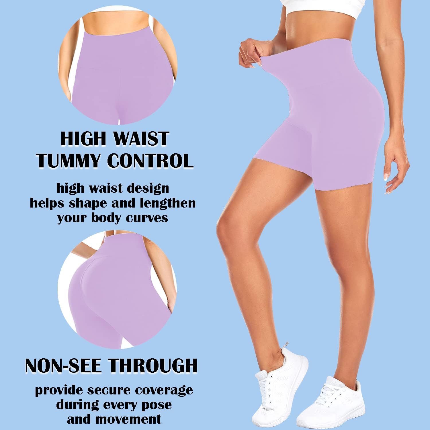 FULLSOFT High Waisted Biker Shorts for Women-5" Tummy Control Fitness Athletic Workout Running Yoga Gym Shorts