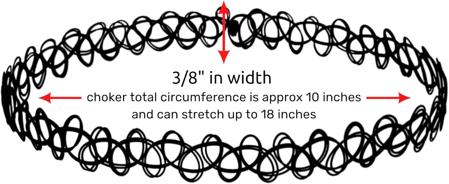 BodyJ4You 2PC Tattoo Choker Necklace - 90s Choker Necklace Women - 2000s Y2K Black Chokers Rainbow Choker - Butterfly Ying Yang Unicorn Rainbow Charms - Stretchy Elastic Necklace