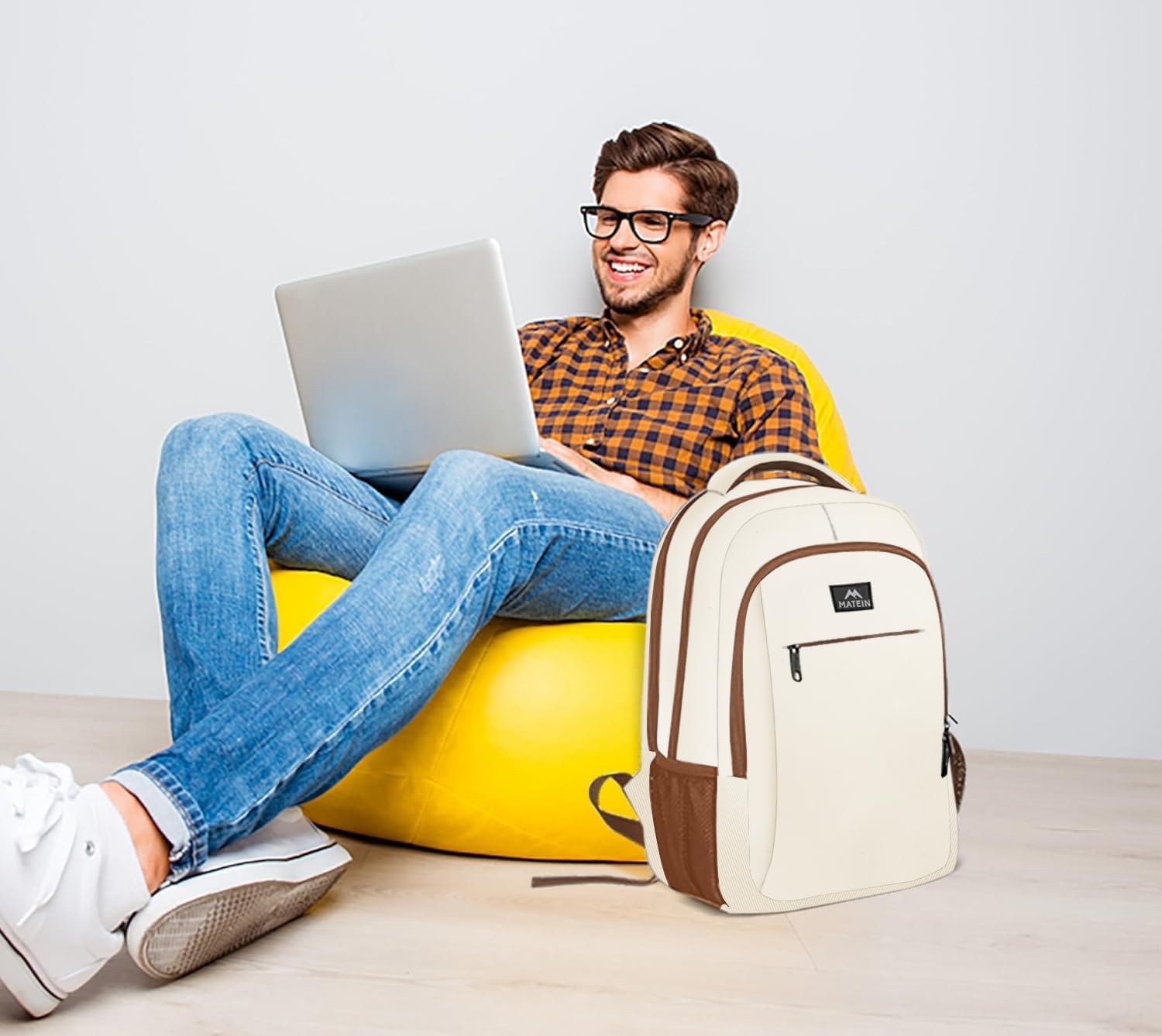 MATEIN Travel Laptop Backpack, Business Anti Theft Slim Sturdy Laptops Backpack with USB Charging Port, Water Resistant College School Computer Bag Gift for Men & Women Fits 15.6 Inch Notebook, Grey