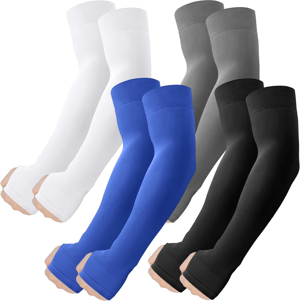 Arm Sleeves with Thumb Hole, Cooling UV Protection Compression Tattoo Cover Up for Men/Women