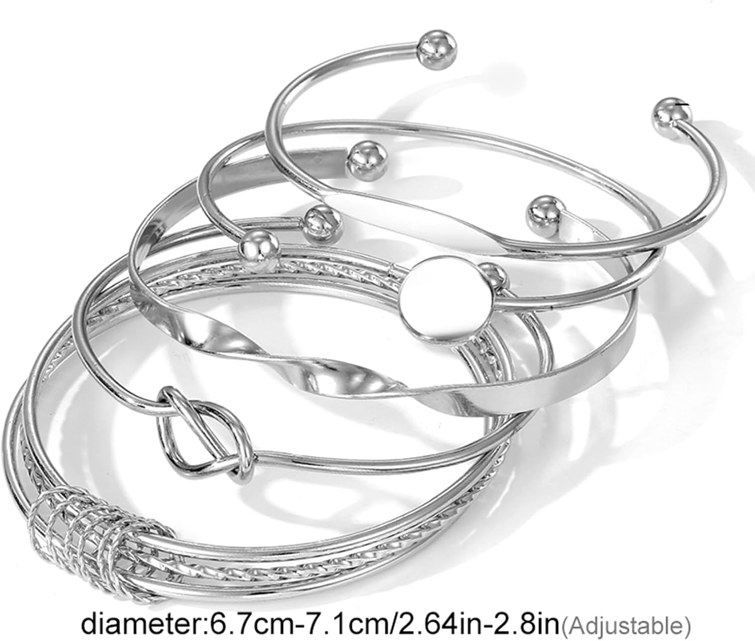 IFKM Gold Bangle Bracelets For Women, 14k Gold Plated Multi Layer Stackable Cuff Bracelet Set, Trendy Elegance Charms Non Tarnish Minimalist Textured Boho Jewelry Gift for Women