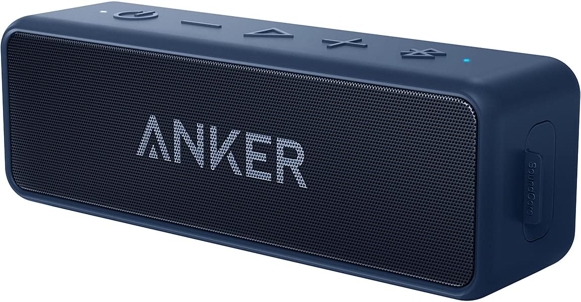 Anker Soundcore 2 Portable Bluetooth Speaker with Stereo Sound, Bluetooth 5, Bassup, IPX7 Waterproof, 24-Hour Playtime, Wireless Stereo Pairing, Speaker for Home, Outdoors, Travel