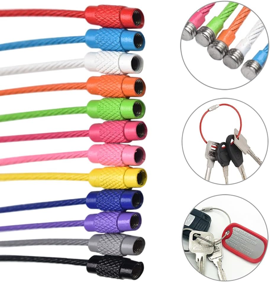 CooBigo 16 Pack Stainless Steel Loops 2mm Coated Wire Keychain Cable Large Keyrings 6 inch Key Chain for Luggage Tags, Key Tags, Keyrings, Kitchen utensils, Duster-Assorted Colors