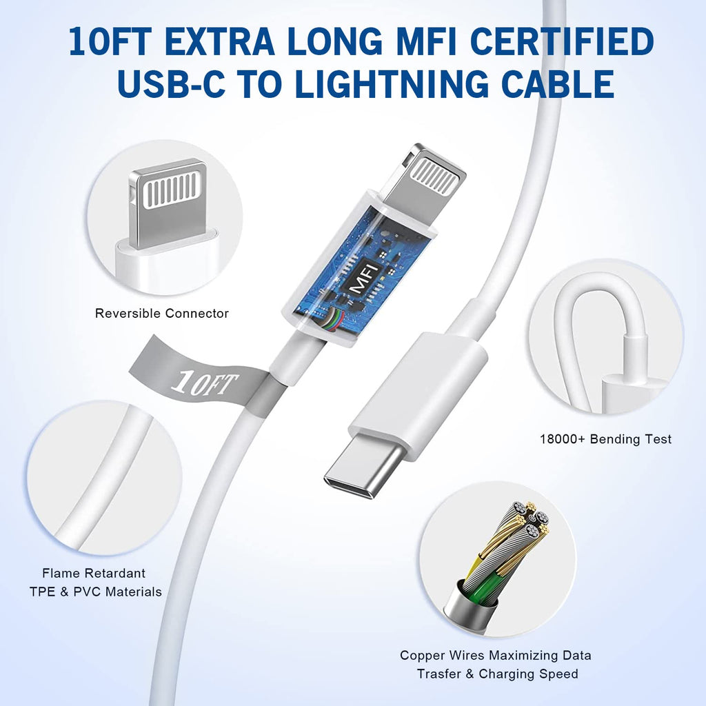 Fast iPhone Charger, iPhone Charger Fast Charging 2Pack Quick Chargers 6ft Long USB C to Lightning Cable Quick Charging Cord USB Charge Block Adapter for iPhone 14 Plus/14 ProMax/13 Mini 12/11/XS/iPad