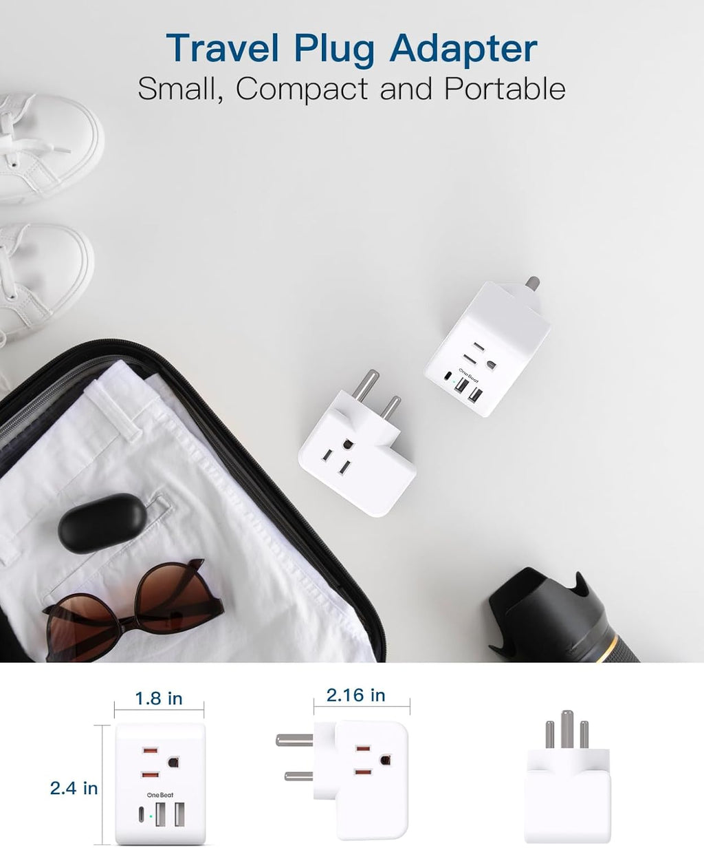 2 Pack European Travel Plug Adapter, International Power Plug Adapter with 3 Outlets 3 USB Charging Ports(1 USB C), Type C Plug Adapter Travel Essentials to Most Europe EU Spain Italy France Germany