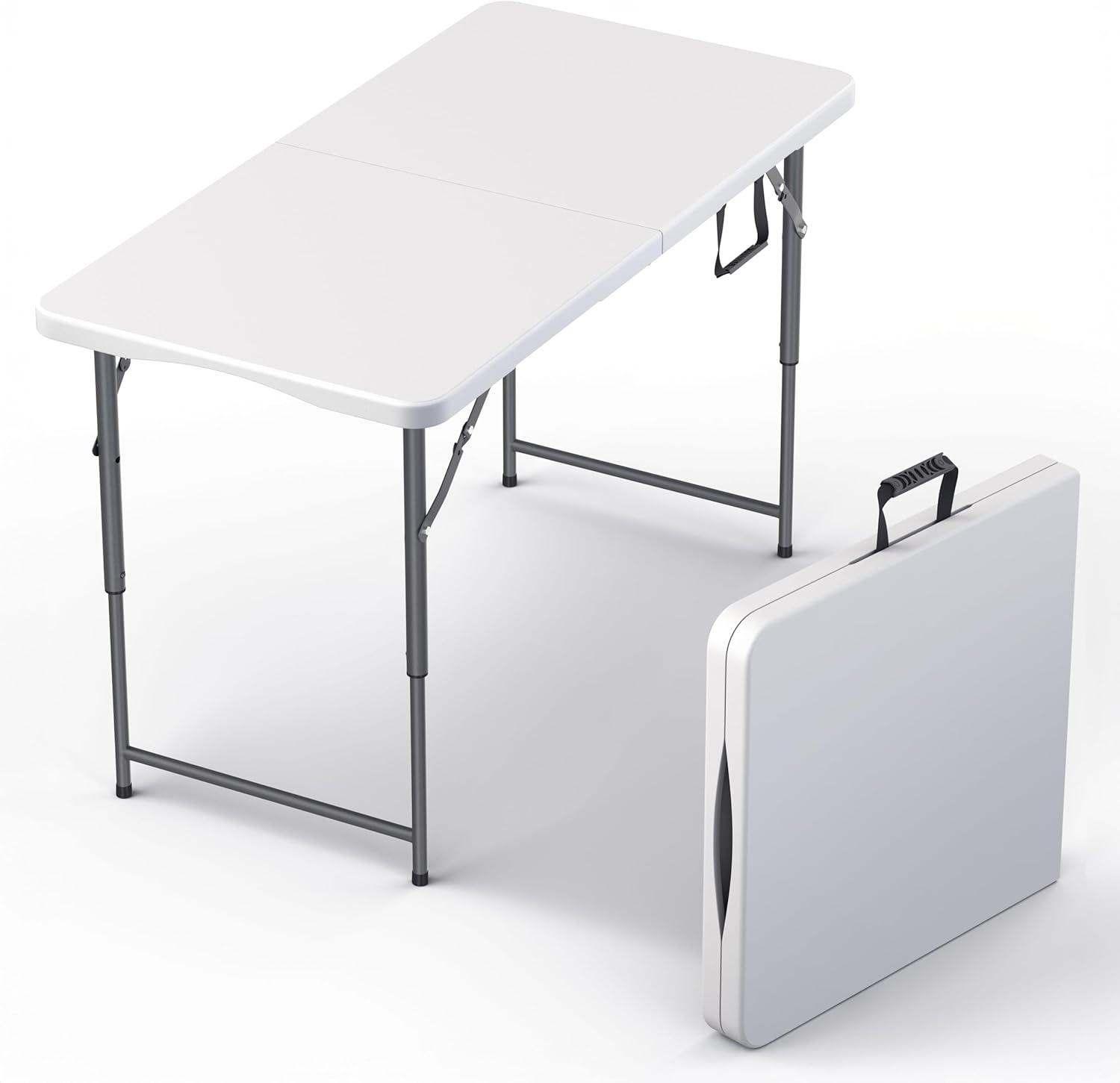 6 Feet Foldable Table with Built in Handle & Steel Legs | Heavy Duty Portable | Perfect for Party, Dining, Wedding, Events, Picnic Indoor, Outdoor, Camping, Utility, Folding