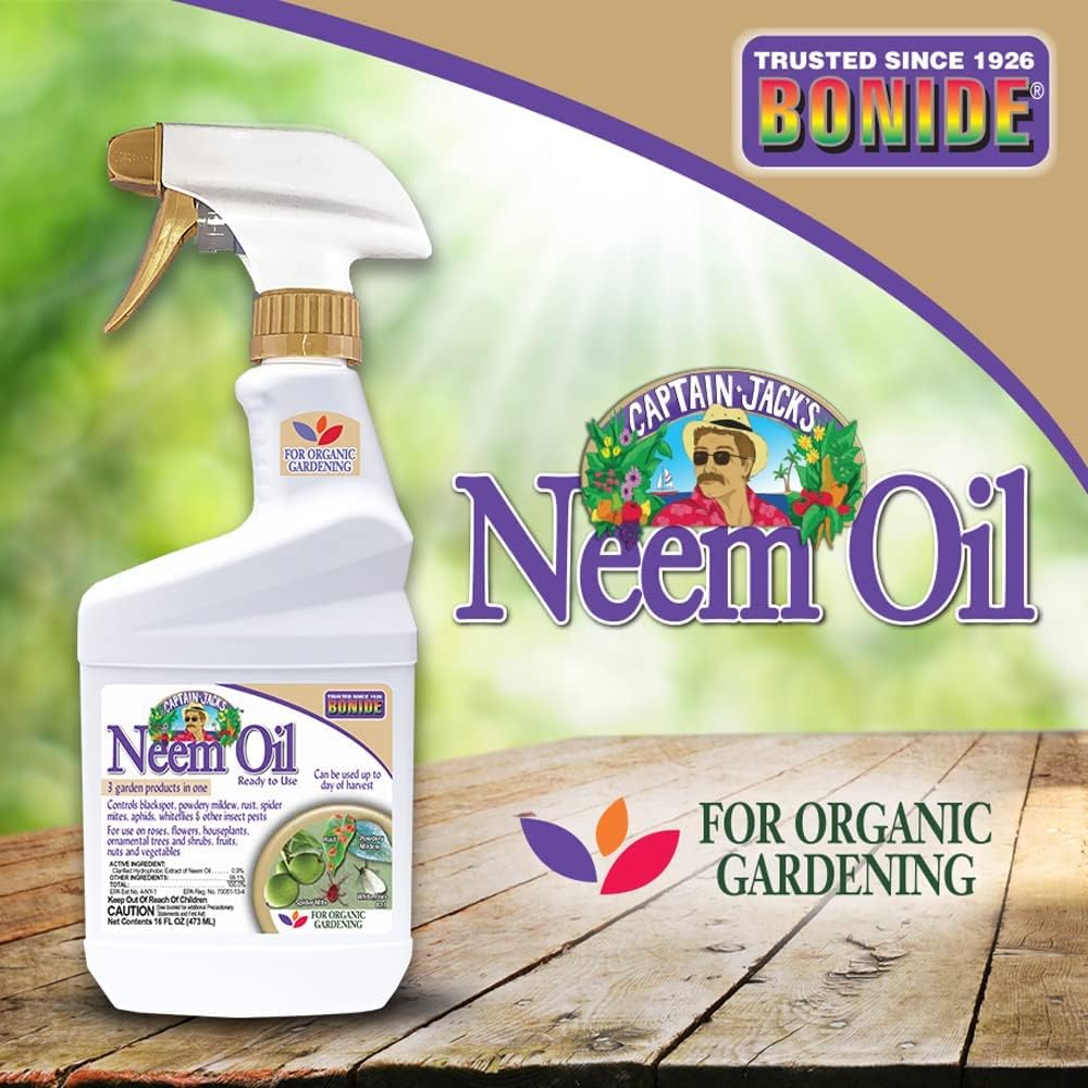 Bonide Captain Jack's Neem Oil, 32 oz Ready-to-Use Spray, Multi-Purpose Fungicide, Insecticide and Miticide for Organic Gardening