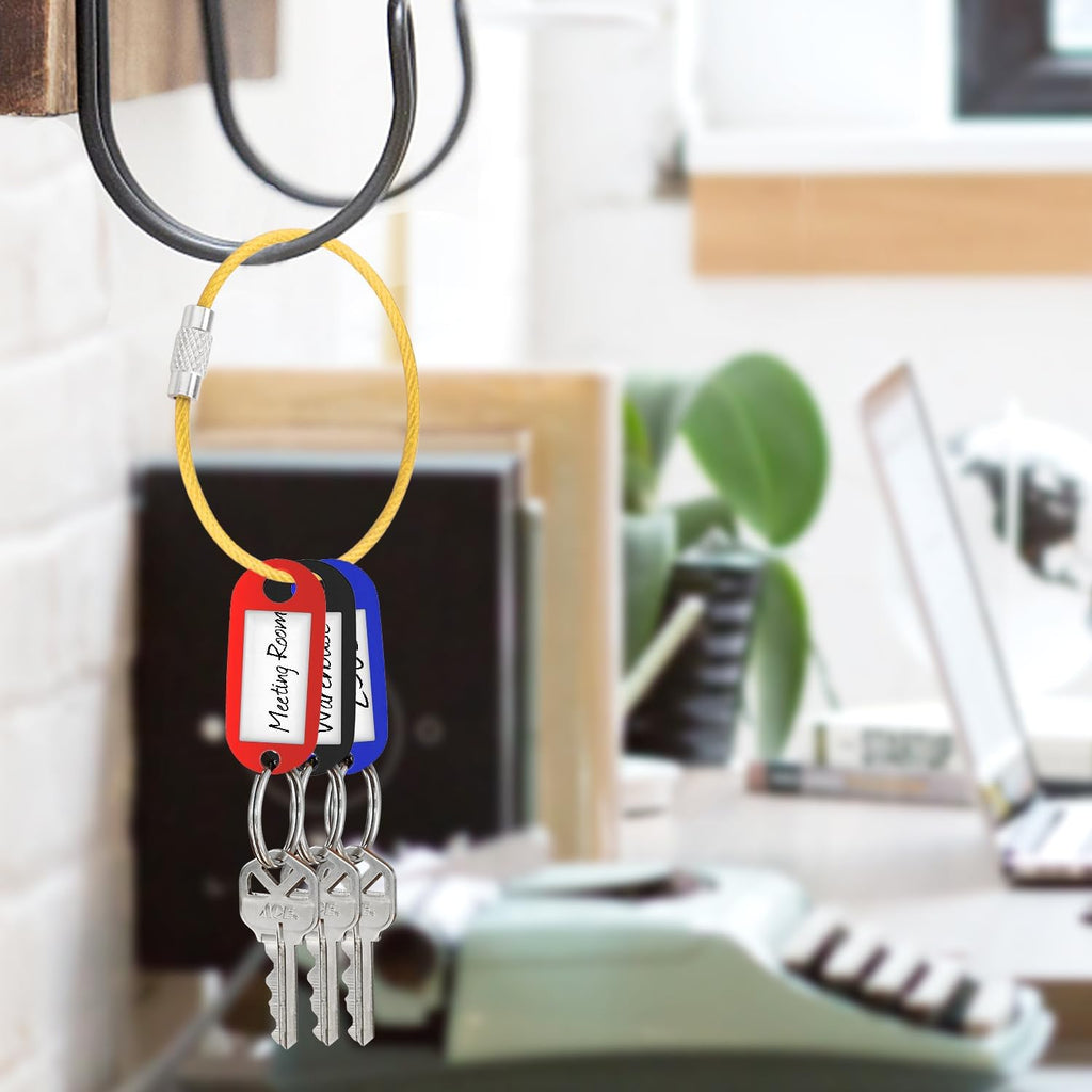 CooBigo 16 Pack Stainless Steel Loops 2mm Coated Wire Keychain Cable Large Keyrings 6 inch Key Chain for Luggage Tags, Key Tags, Keyrings, Kitchen utensils, Duster-Assorted Colors