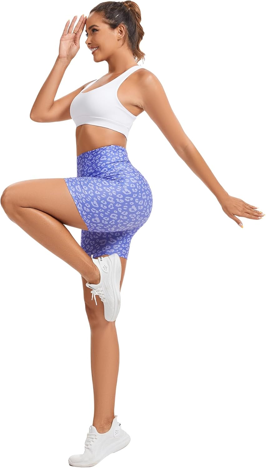 FULLSOFT High Waisted Biker Shorts for Women-5" Tummy Control Fitness Athletic Workout Running Yoga Gym Shorts