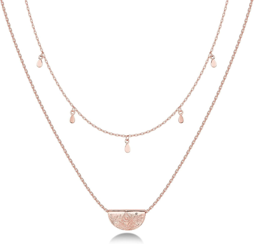 PAVOI 14K Gold Plated Layering Necklaces | Stylish Minimalist Design Pendant Necklaces | Bar, Circle, Lotus, Disc, Dog Tag, Horizontal Bar Pendants for Women