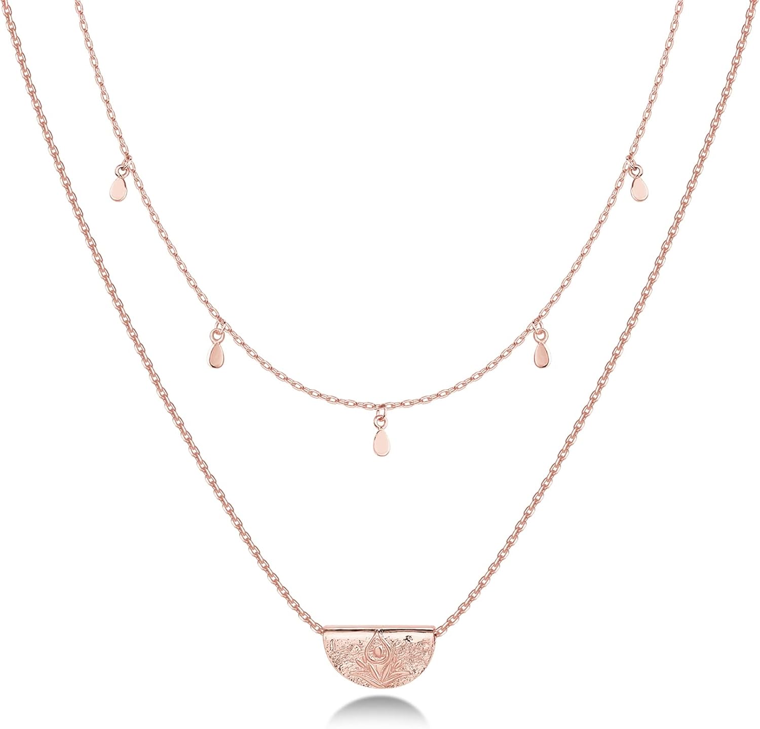 PAVOI 14K Gold Plated Layering Necklaces | Stylish Minimalist Design Pendant Necklaces | Bar, Circle, Lotus, Disc, Dog Tag, Horizontal Bar Pendants for Women