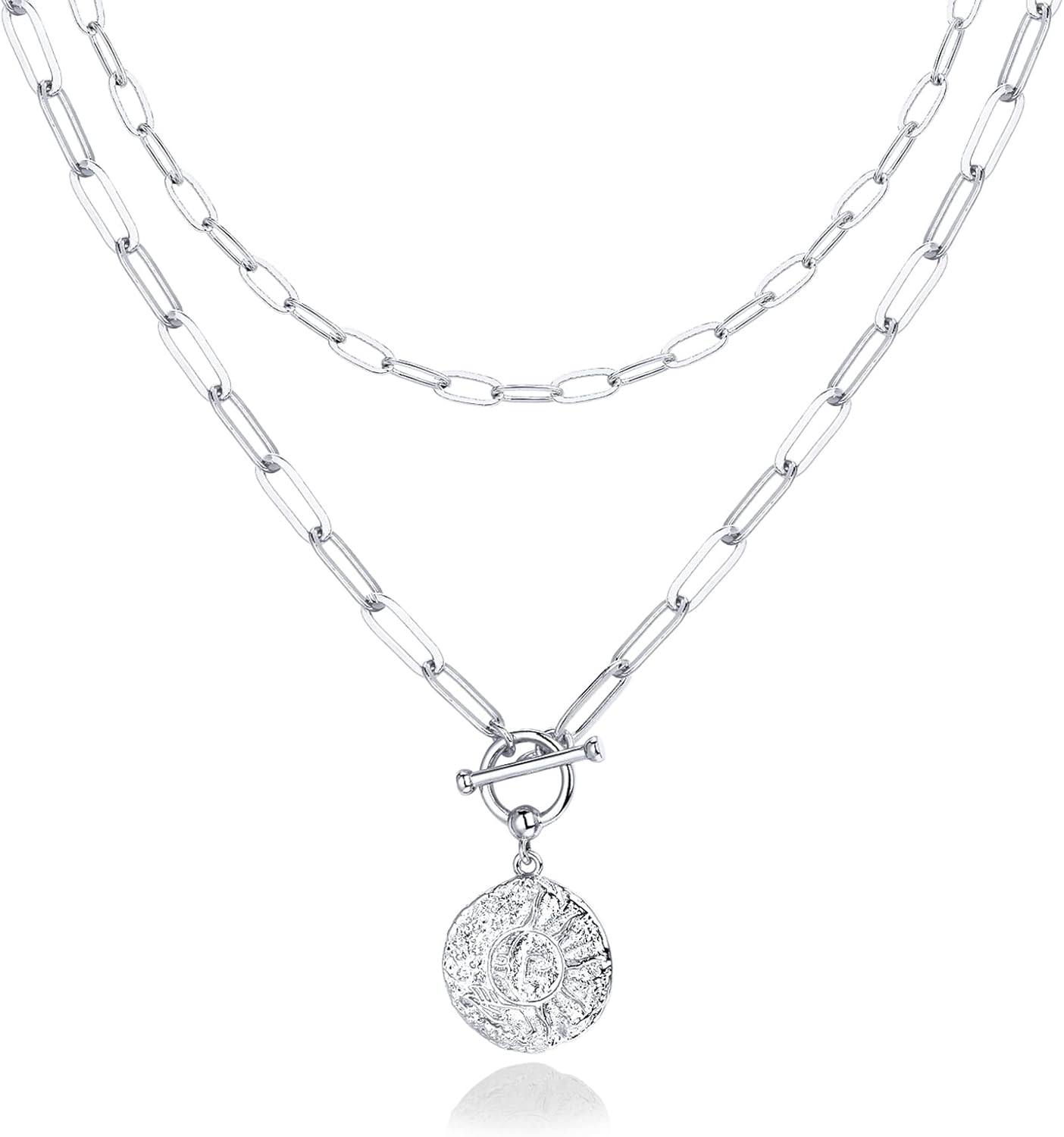 PAVOI 14K Gold Plated Layering Necklaces | Stylish Minimalist Design Pendant Necklaces | Bar, Circle, Lotus, Disc, Dog Tag, Horizontal Bar Pendants for Women