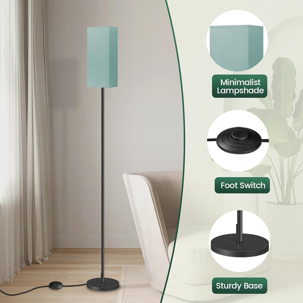 64.6" Floor Lamp, Pole with Foot Switch, Modern Standing Lamp Lampshade, Minimalist Freestanding Lamp (Bulb Not Included), for Living Room, Bedroom Office ETL Listed, Black and Beige E07LD05