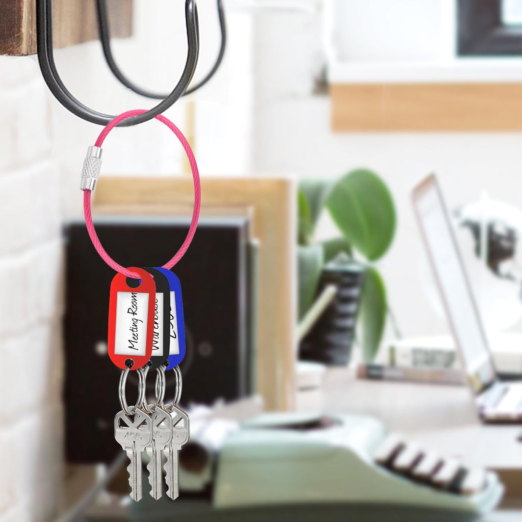 CooBigo 16 Pack Stainless Steel Loops 2mm Coated Wire Keychain Cable Large Keyrings 6 inch Key Chain for Luggage Tags, Key Tags, Keyrings, Kitchen utensils, Duster-Assorted Colors