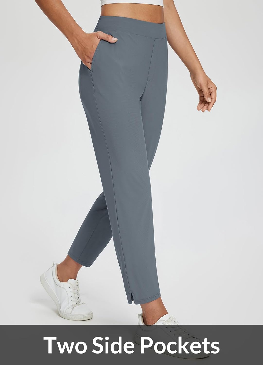 baleaf Womens Travel Pants Lightweight Stretch with Zipper Pockets Petite Ankle Dressy Golf Work Business Casual Slacks