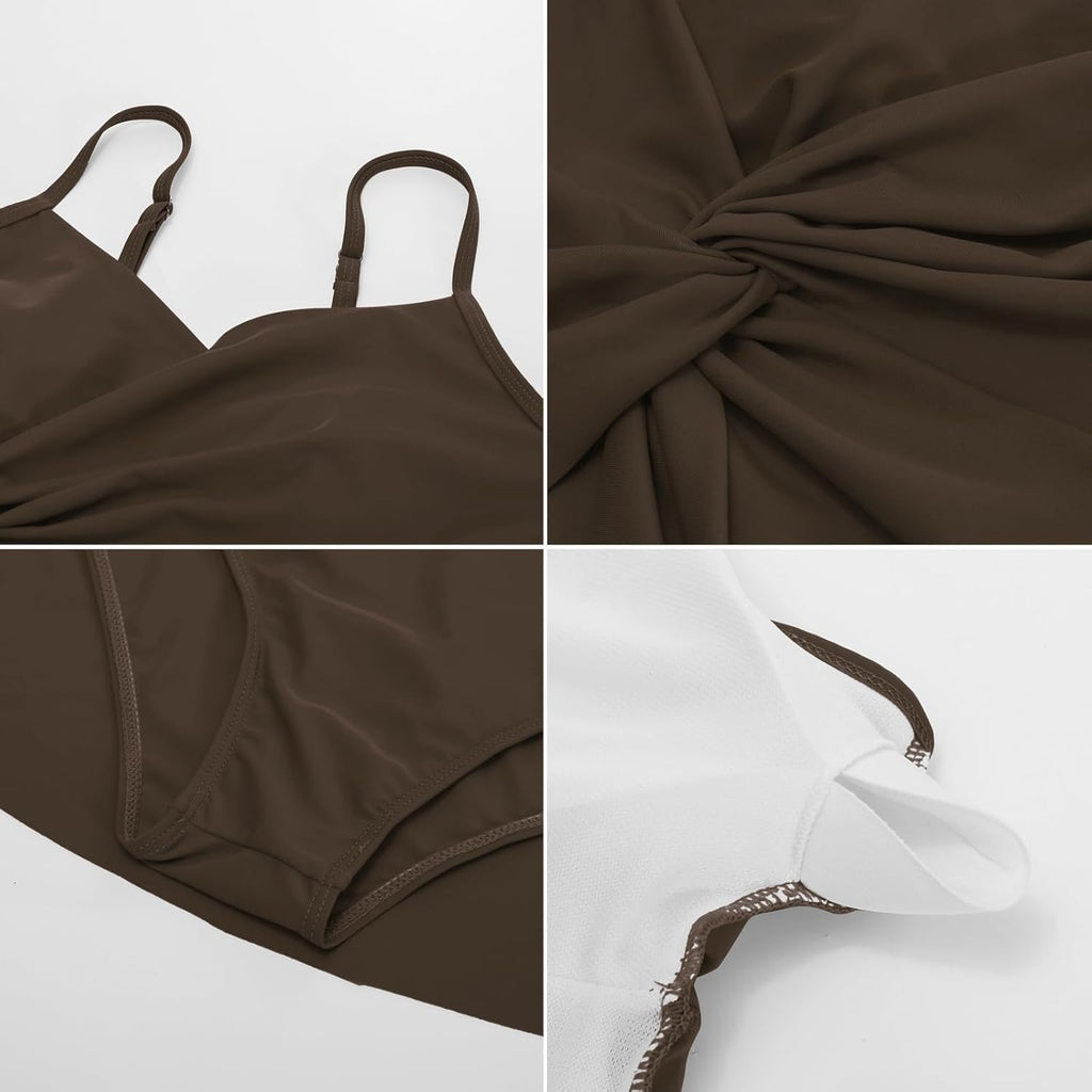 GRACE KARIN Women's One Piece Swim Dress V Neck Tummy Control Swimsuit Vacation Beachwear Bathing Suit