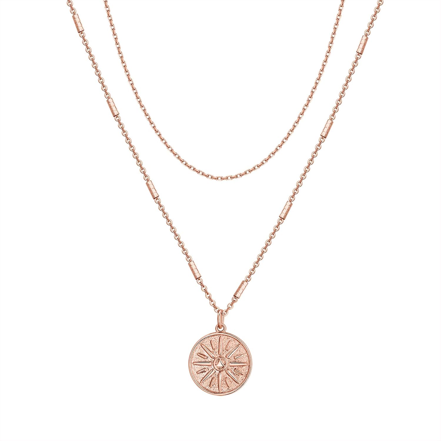 PAVOI 14K Gold Plated Layering Necklaces | Stylish Minimalist Design Pendant Necklaces | Bar, Circle, Lotus, Disc, Dog Tag, Horizontal Bar Pendants for Women