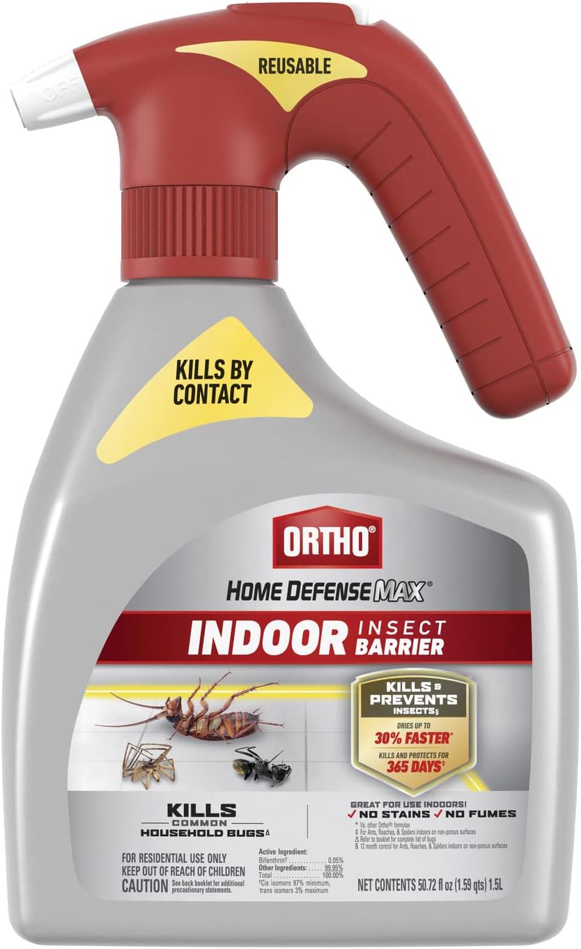 Ortho Home Defense Max Indoor Insect Barrier with Extended Reach Comfort Wand, Kills Ants, Roaches, Spiders, Fleas and Ticks, 1 gal.