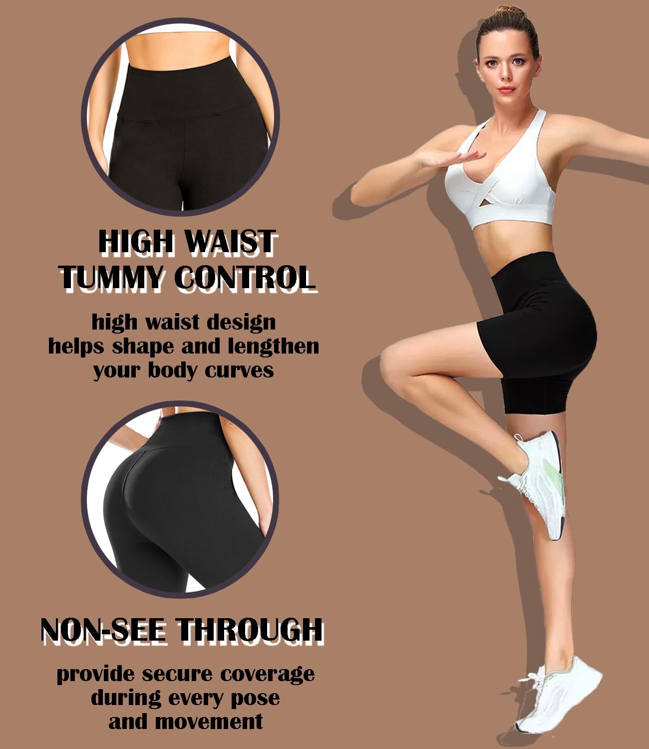 FULLSOFT High Waisted Biker Shorts for Women-5" Tummy Control Fitness Athletic Workout Running Yoga Gym Shorts