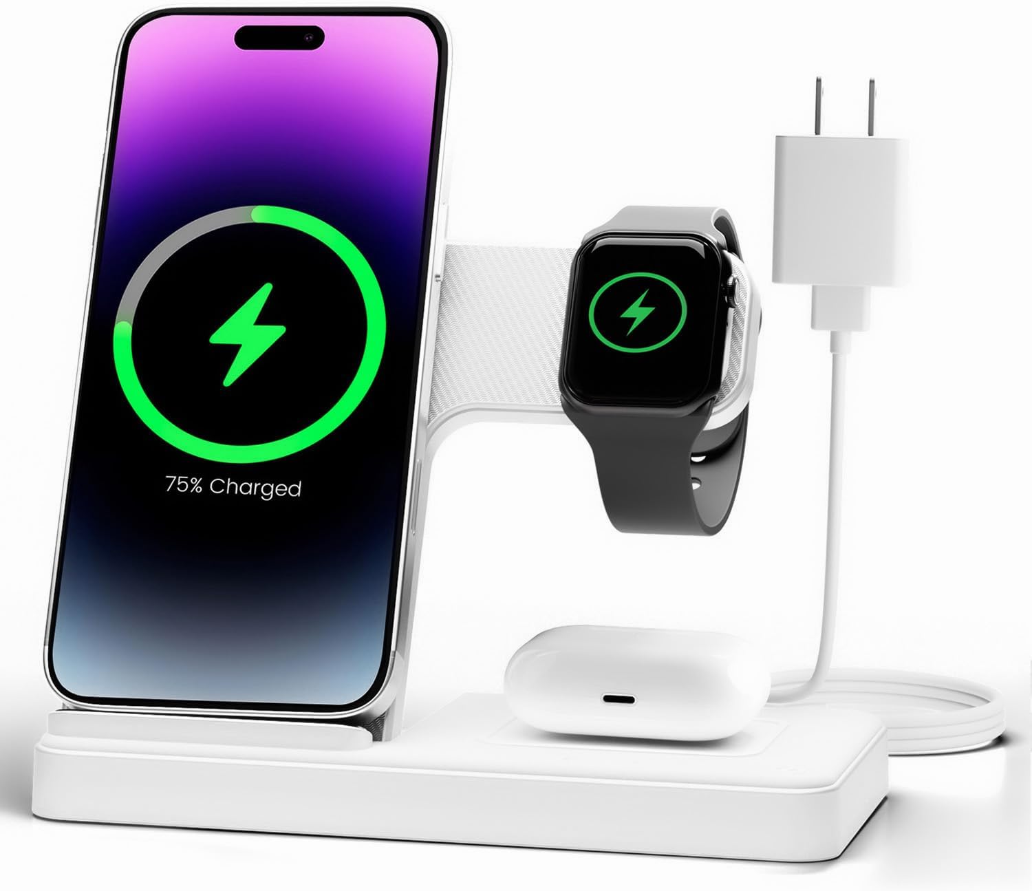 Wireless Charger iPhone Charging Station: 3 in 1 Charger Stand Multiple Devices for Apple - iPhone 17 16e 16 15 14 Pro Max 13 12 11 - Watch 10 9 8 7 6 5 4 3 2 SE and Ultra Series - Airpods 4 3 Pro