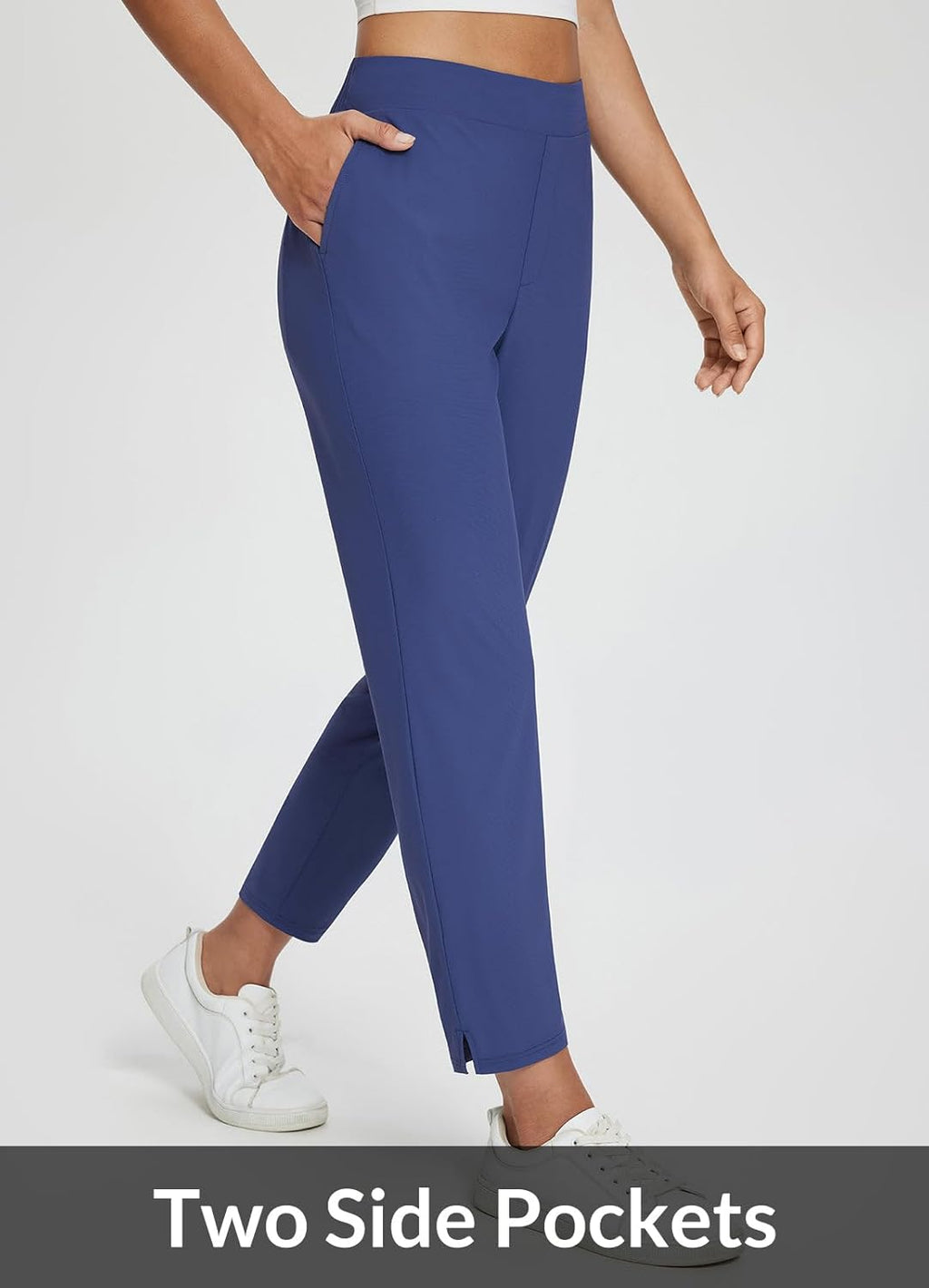 baleaf Womens Travel Pants Lightweight Stretch with Zipper Pockets Petite Ankle Dressy Golf Work Business Casual Slacks