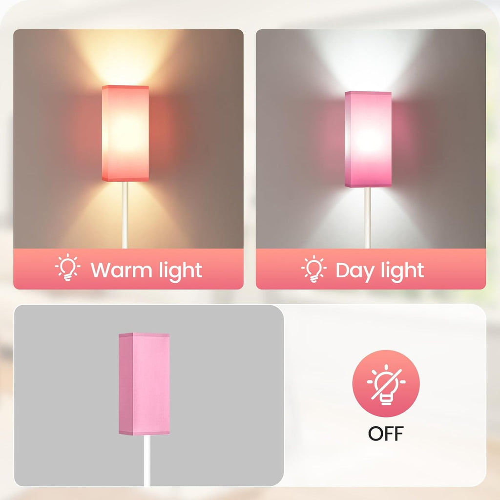 64.6" Floor Lamp, Pole with Foot Switch, Modern Standing Lamp Lampshade, Minimalist Freestanding Lamp (Bulb Not Included), for Living Room, Bedroom Office ETL Listed, Black and Beige E07LD05