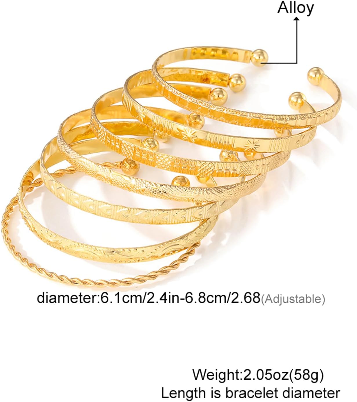 IFKM Gold Bangle Bracelets For Women, 14k Gold Plated Multi Layer Stackable Cuff Bracelet Set, Trendy Elegance Charms Non Tarnish Minimalist Textured Boho Jewelry Gift for Women