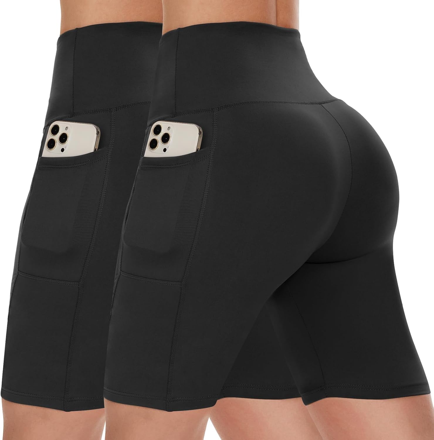 CAMPSNAIL Biker Shorts Women with Pockets - 3"/5"/8" High Waisted Workout Spandex Tummy Control Gym Running Yoga Shorts