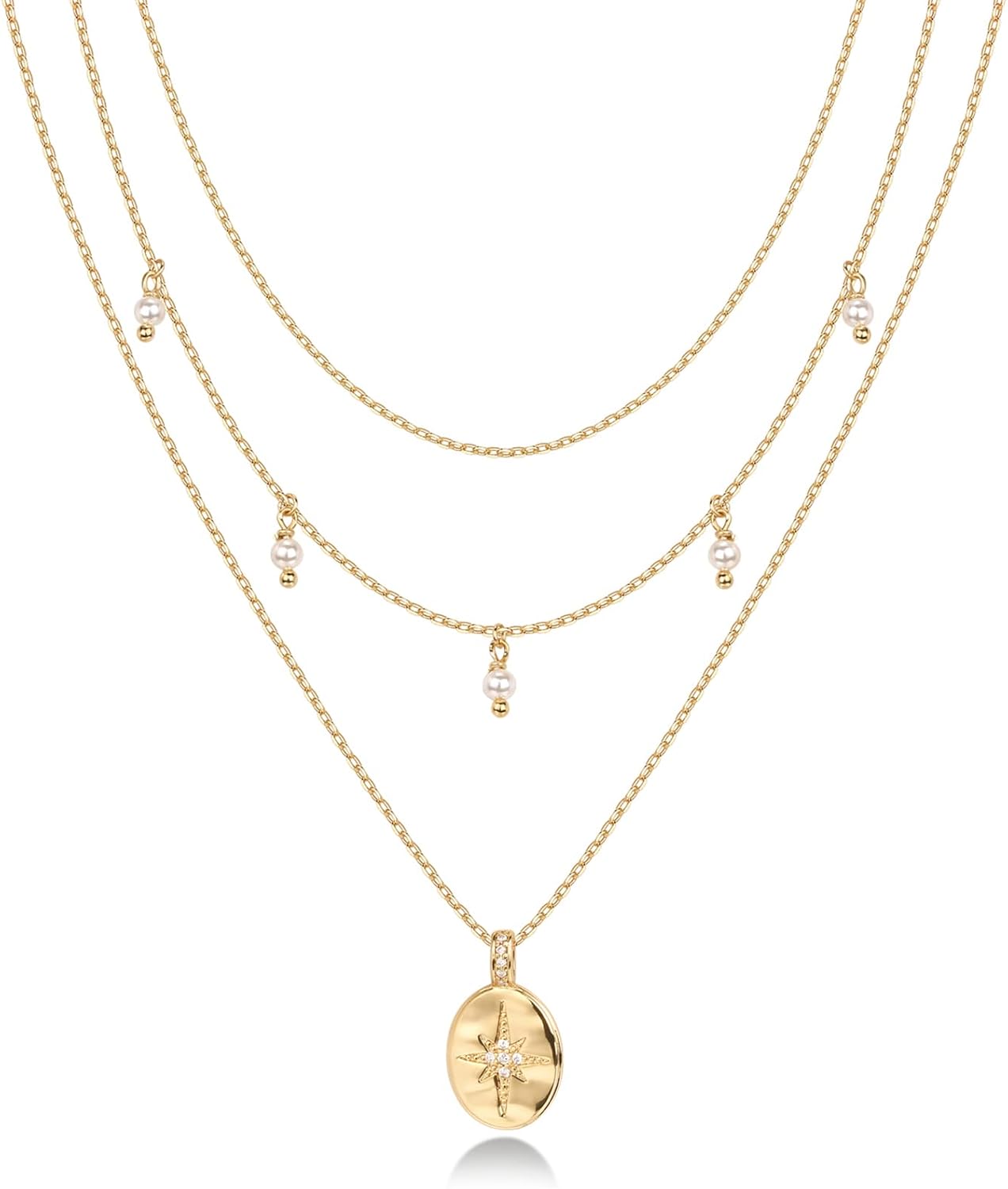 PAVOI 14K Gold Plated Layering Necklaces | Stylish Minimalist Design Pendant Necklaces | Bar, Circle, Lotus, Disc, Dog Tag, Horizontal Bar Pendants for Women