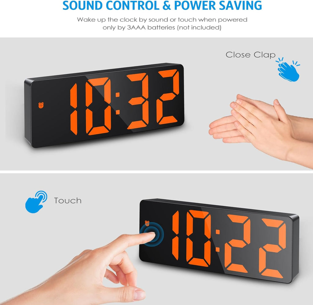 AMIR Digital Alarm Clock, [Upgraded Version] LED Clock for Bedroom, Electronic Desktop Clock with Type-C Port,Adjustable Brightness,DST,Snooze,12/24H Display for Home,Office