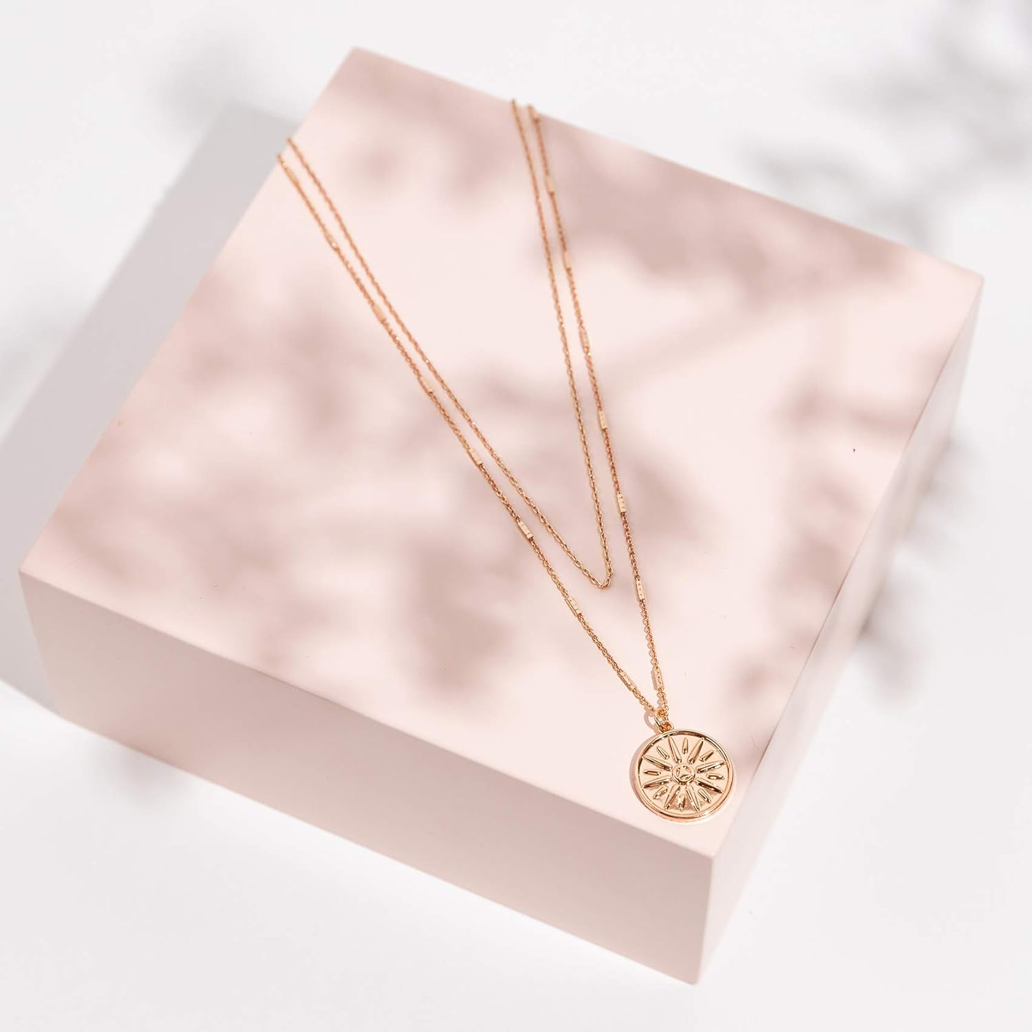 PAVOI 14K Gold Plated Layering Necklaces | Stylish Minimalist Design Pendant Necklaces | Bar, Circle, Lotus, Disc, Dog Tag, Horizontal Bar Pendants for Women