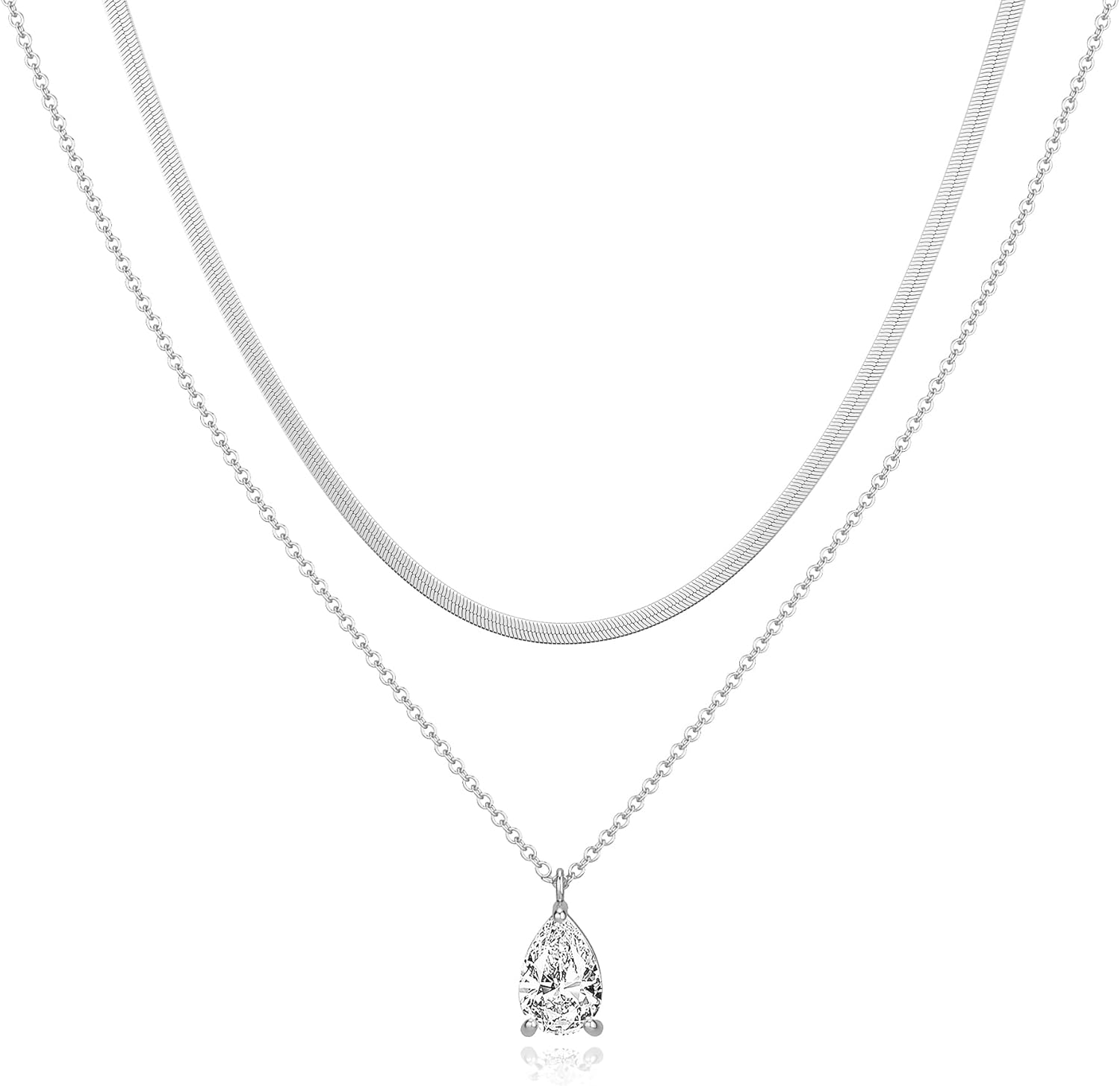 Moodear Gold Necklace for Women Dainty Chunky 14K Gold Plated/Sliver Plated Chain Necklace Cuban Link Paperclip Chain Choker Toggle Clasp Layered Necklace for Women Trendy Fashion Gift