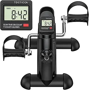 FEIERDUN Mini Exercise Bike, Under Desk Bike Pedal Exerciser for Arm/Leg Exercise, Adjustable Magnetic Resistance Desk Cycle with LCD Screen Display for Home/Office Workout