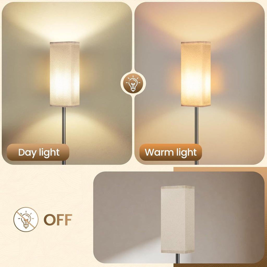 64.6" Floor Lamp, Pole with Foot Switch, Modern Standing Lamp Lampshade, Minimalist Freestanding Lamp (Bulb Not Included), for Living Room, Bedroom Office ETL Listed, Black and Beige E07LD05