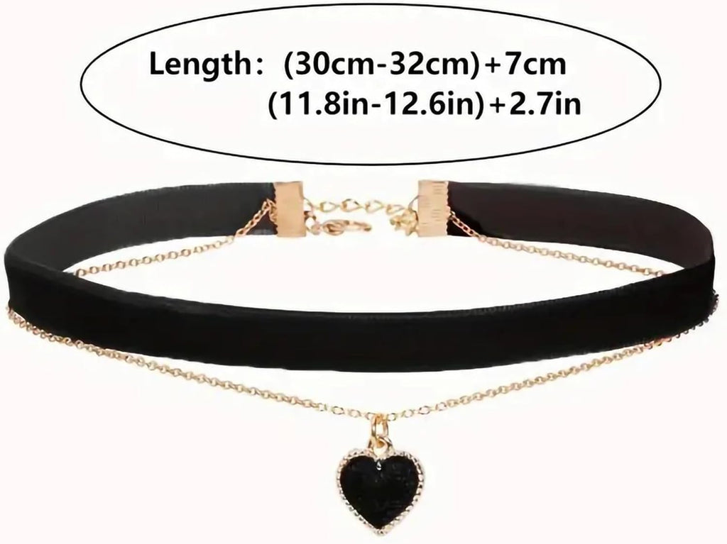 Fesciory Black Necklaces for Women, Adjustable Layered Velvet Leather Lace Collar Necklace, Goth Jewelry Gifts.