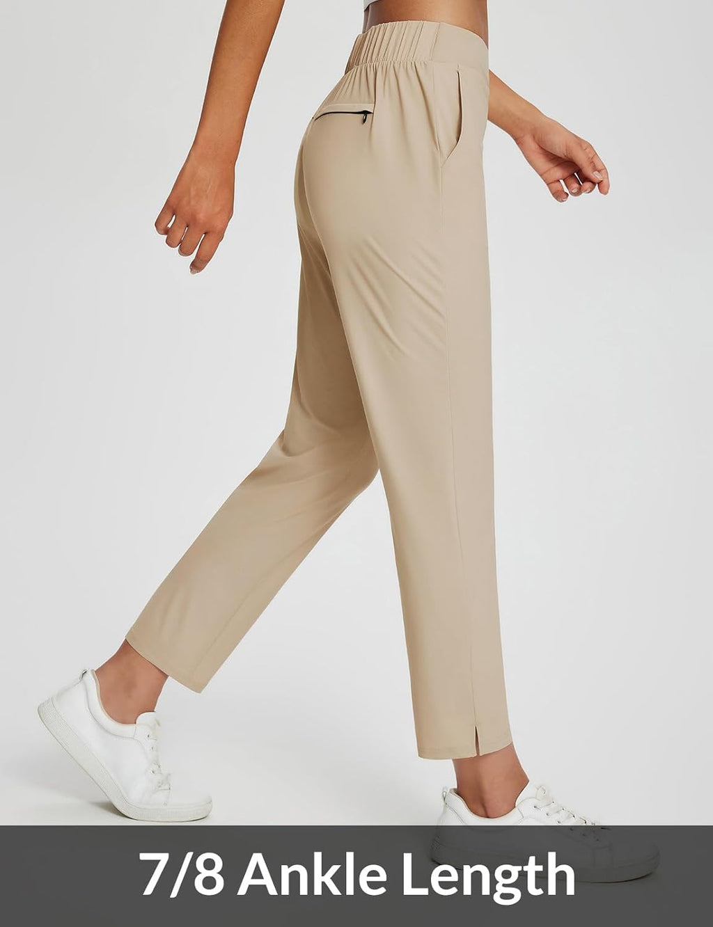 baleaf Womens Travel Pants Lightweight Stretch with Zipper Pockets Petite Ankle Dressy Golf Work Business Casual Slacks
