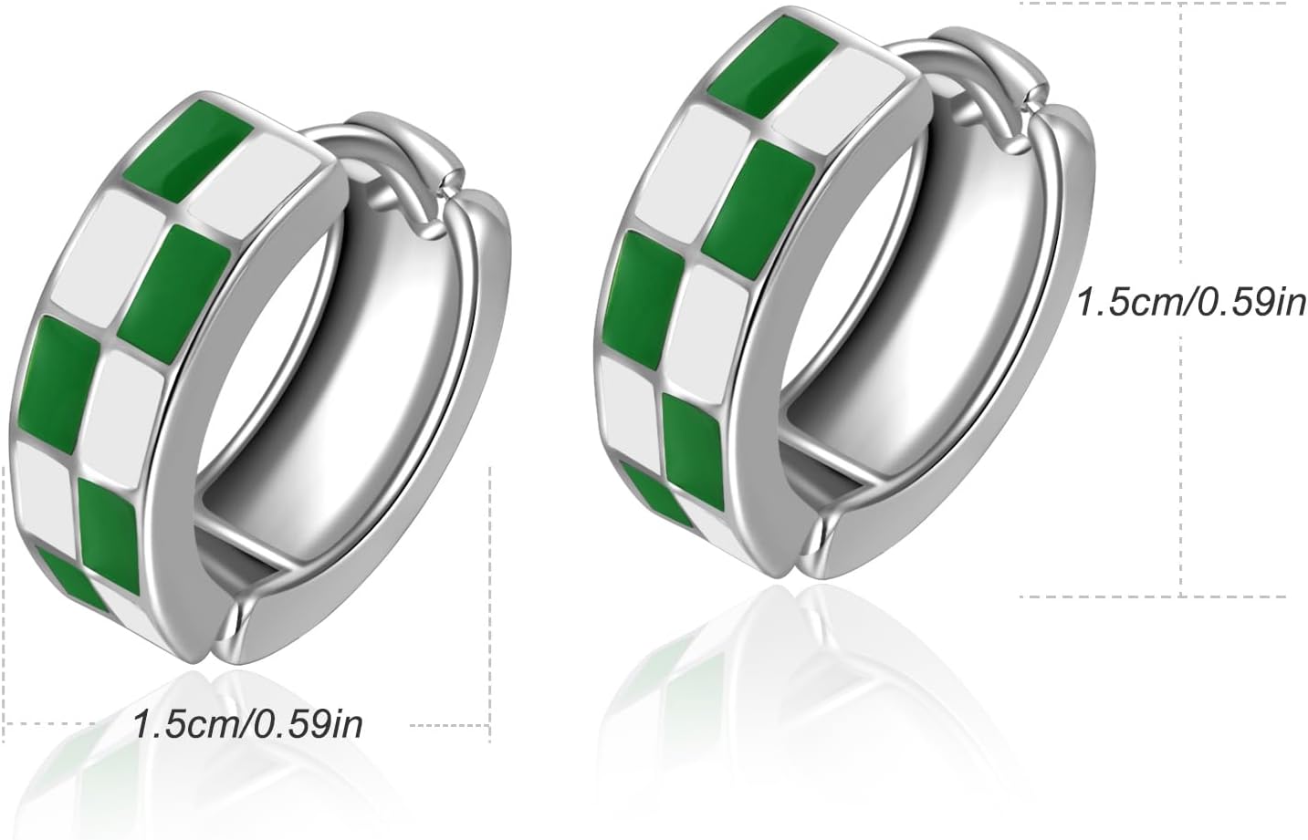 Chic Checker Small Hoop Cartilage Earrings Teacher Earrings for Women；White Black Enamel Hypoallergenic Hooped Gifts Gold and Silver tone