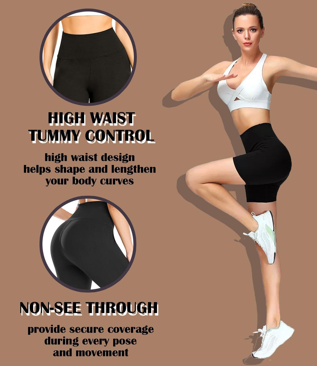 FULLSOFT High Waisted Biker Shorts for Women-5" Tummy Control Fitness Athletic Workout Running Yoga Gym Shorts