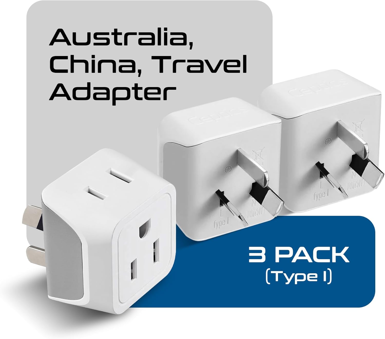 Ceptics Universal Travel Adapter, 35W International Power Adapter with PD & QC 3.0 Dual USB-C, 3 USB Travel Adapter Worldwide, Type I C G A Outlets 110V 220V A/C - EU Euro US UK (11-KU)