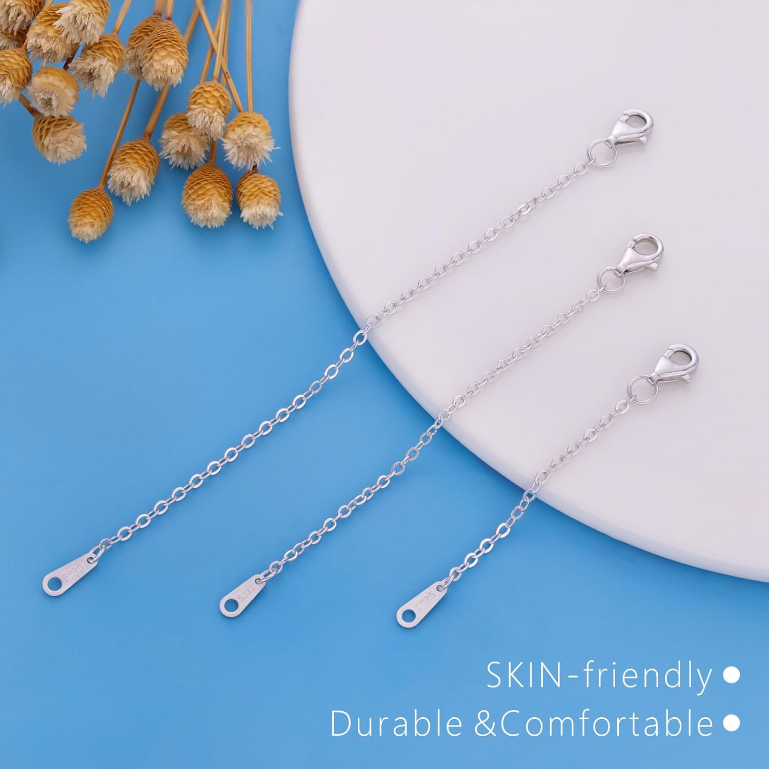 925 Sterling Silver Necklace Extender Sterling Silver Necklace Chain Extenders for Necklaces 2", 3", 4" Inches