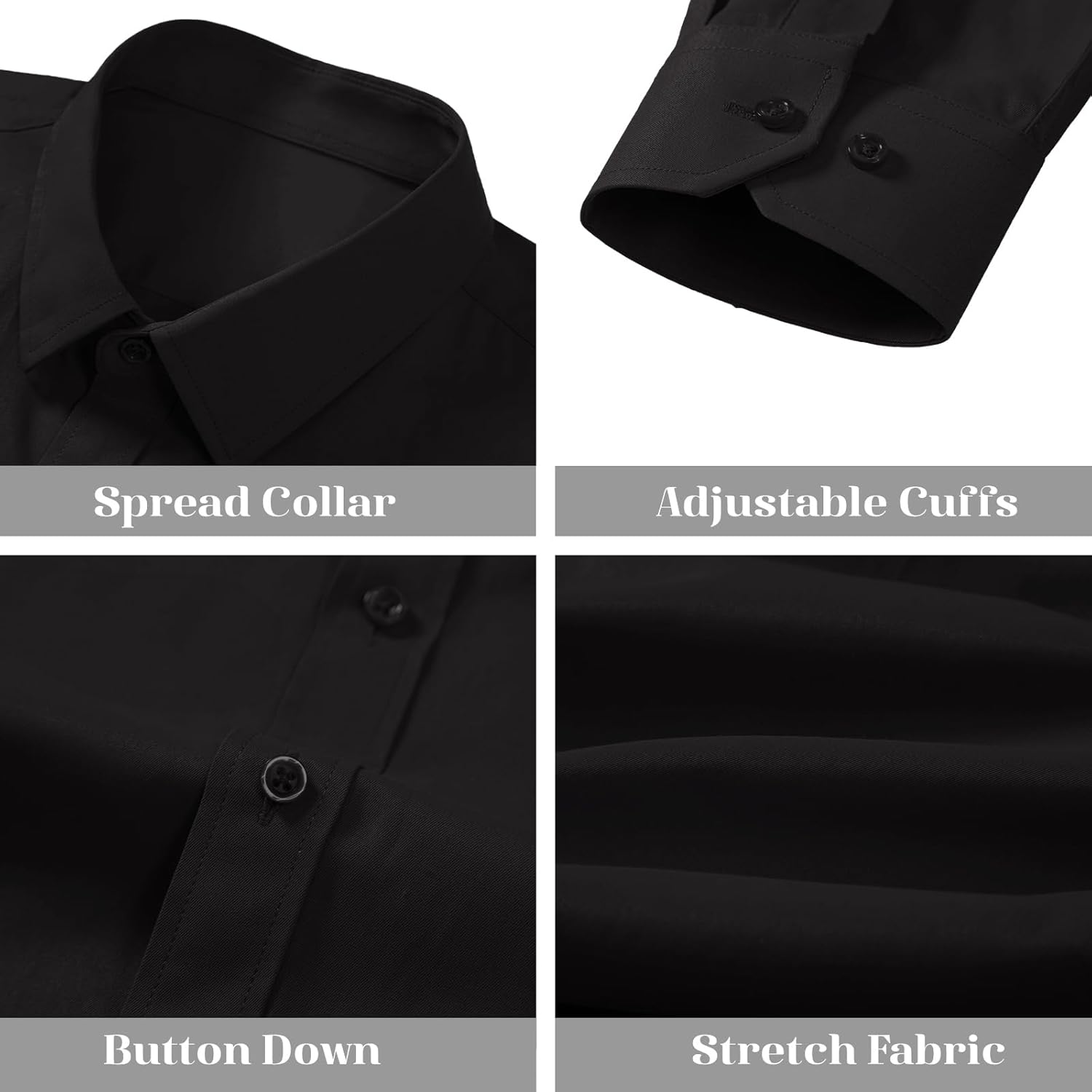 BEILU Stretch Mens Slim Fit Dress Shirts Formal Long Sleeve Button Down Shirts