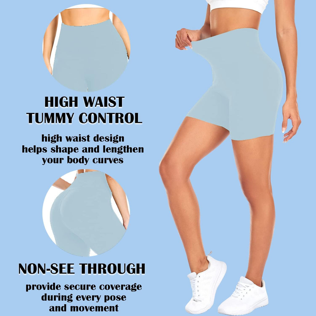 FULLSOFT High Waisted Biker Shorts for Women-5" Tummy Control Fitness Athletic Workout Running Yoga Gym Shorts